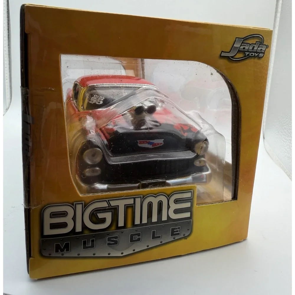JADA BTM 1955 BEL AIR WITH FLAME 1:24 RED BLOWER BIGTIME MUSCLE NEW IN BOX!